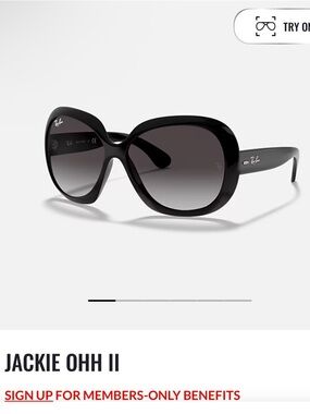 NEW Ray-Ban Jackie Ohh II Polished Black Sunglasses w/ Gradient Gray Lenses